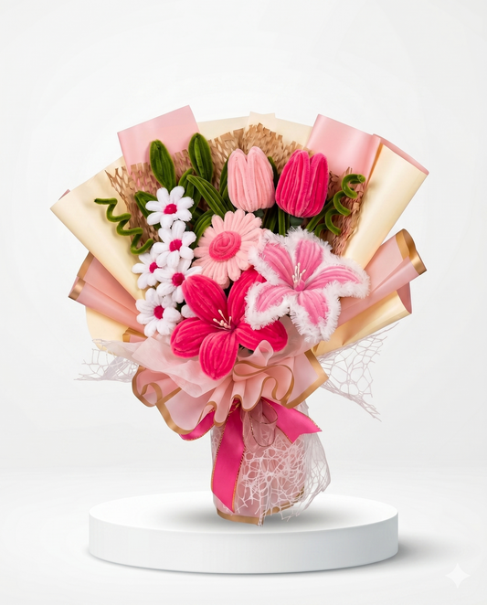 Pink Blush – Premium Artificial Flower Bouquet