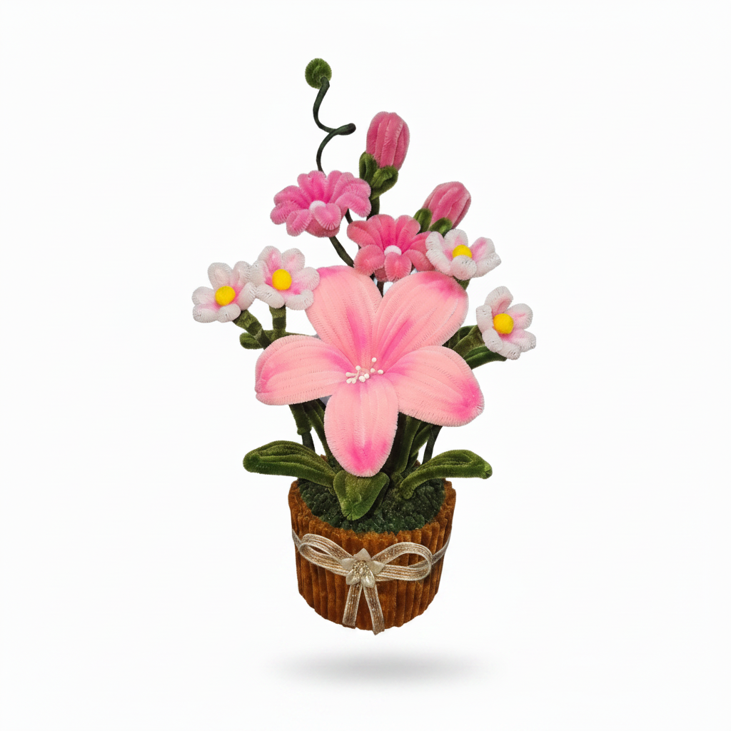 Lily Bloom Pot – White Background (No Hand)