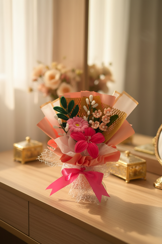 Pink and Peach Bouquet Lifestyle