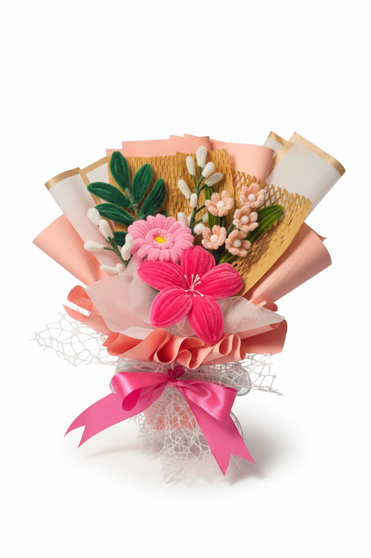 Pink and Peach Bouquet on White Background