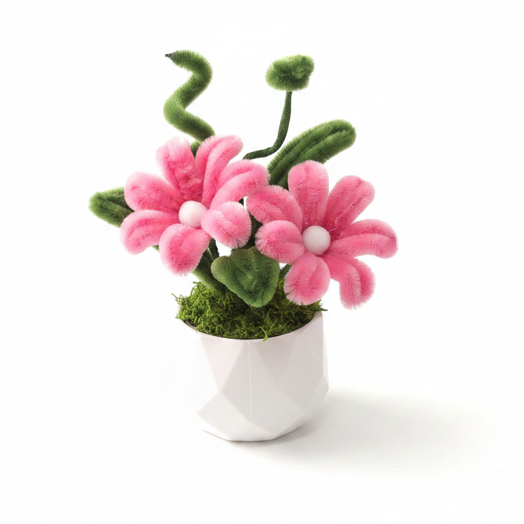 Pink Chenille White Background
