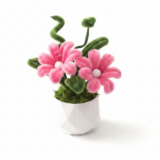 Pink Chenille White Background