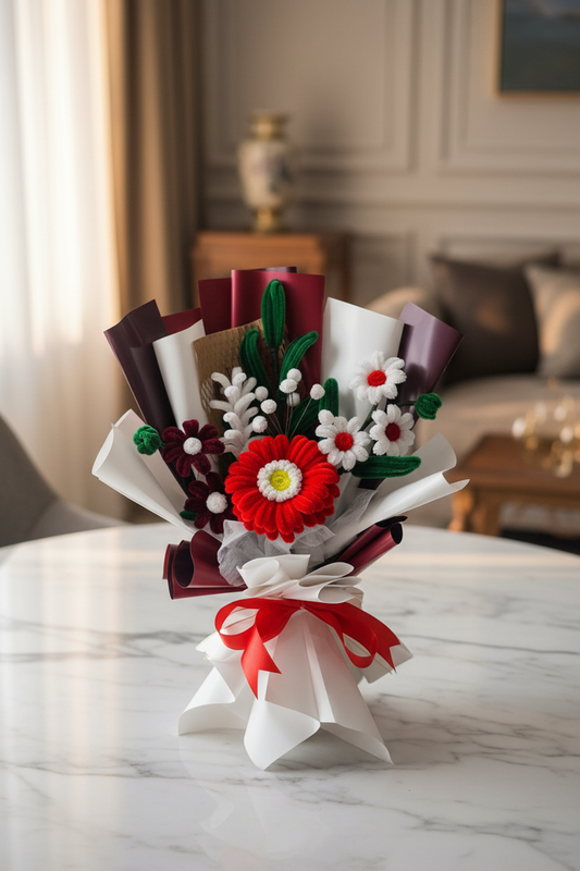 Red and White Bouquet Lifestyle