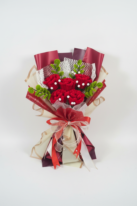 Red Carnation Bouquet on White Background