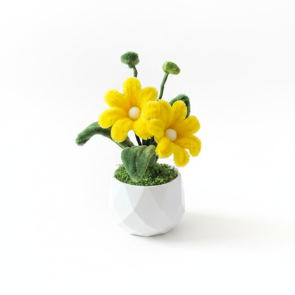Yellow Chenille White Background